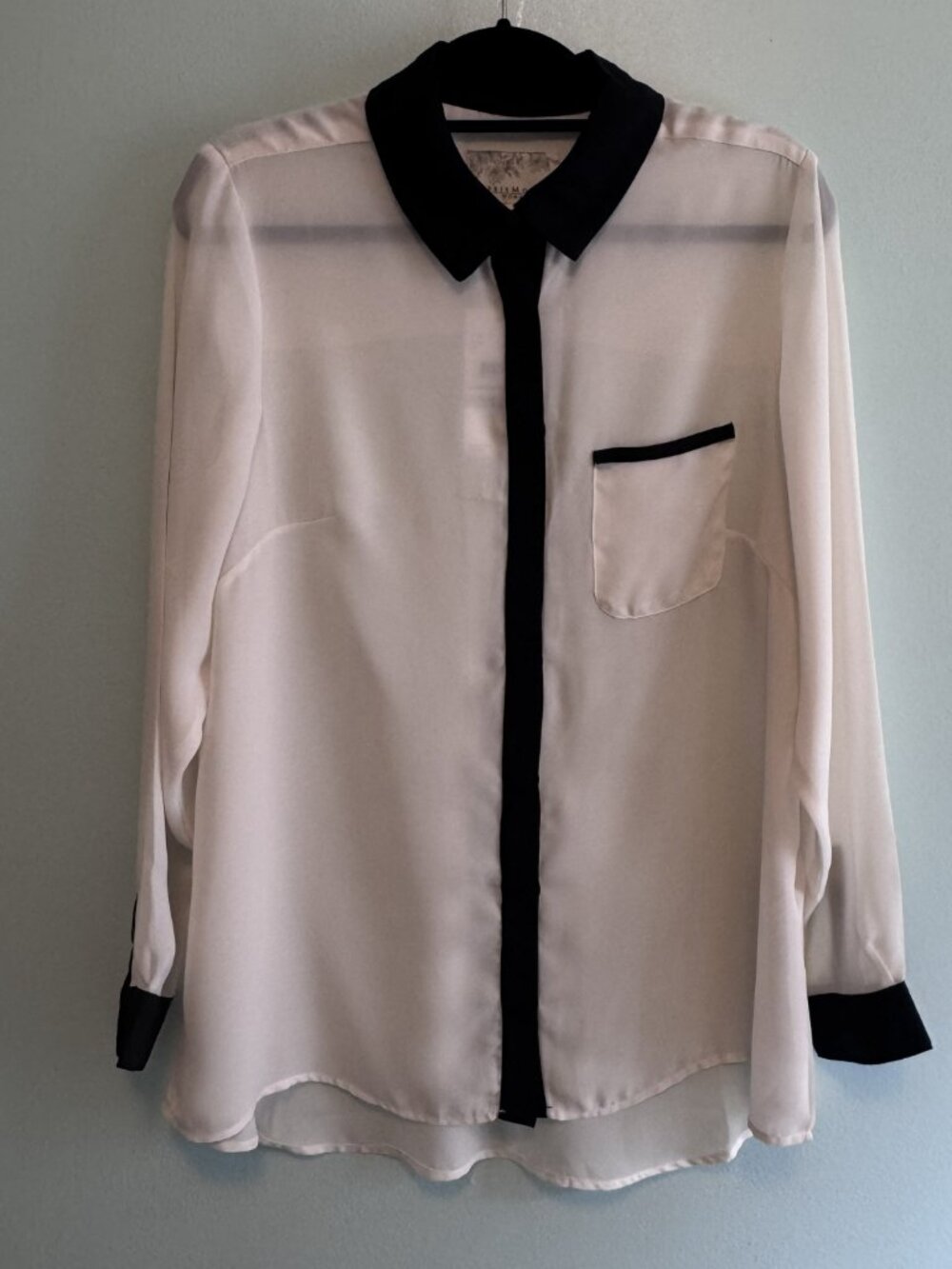 Debbie Morgan Woman Contrast Trim Blouse – Black & Cream | Size 1X - CL0369